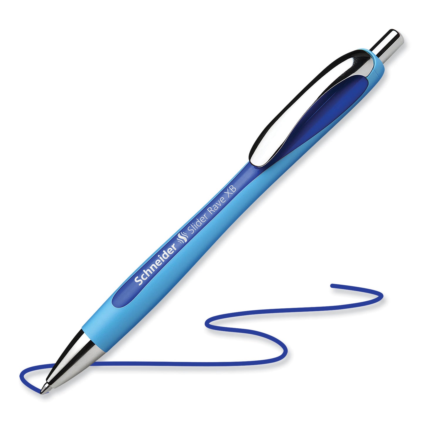 Schneider Slider Rave XB Ballpoint Pen, Retractable, Extra-Bold 1.4 mm, Blue Ink, Blue/Light Blue Barrel (132503)