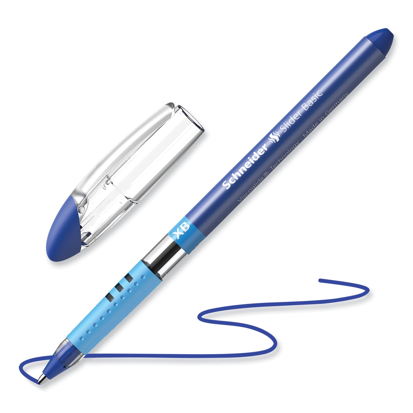 Schneider Slider Basic Ballpoint Pen, Stick, Extra-Bold 1.4 mm, Blue Ink, Blue Barrel, 10/Box (151203)