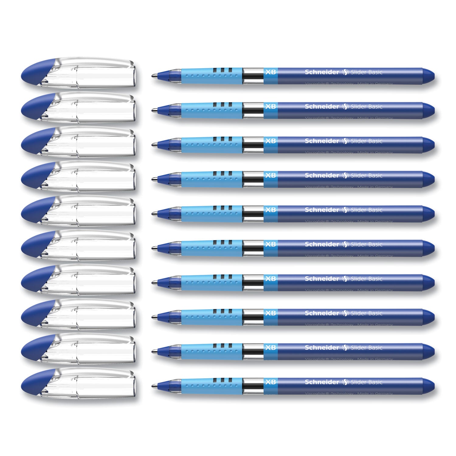 Schneider Slider Basic Ballpoint Pen, Stick, Extra-Bold 1.4 mm, Blue Ink, Blue Barrel, 10/Box (151203)