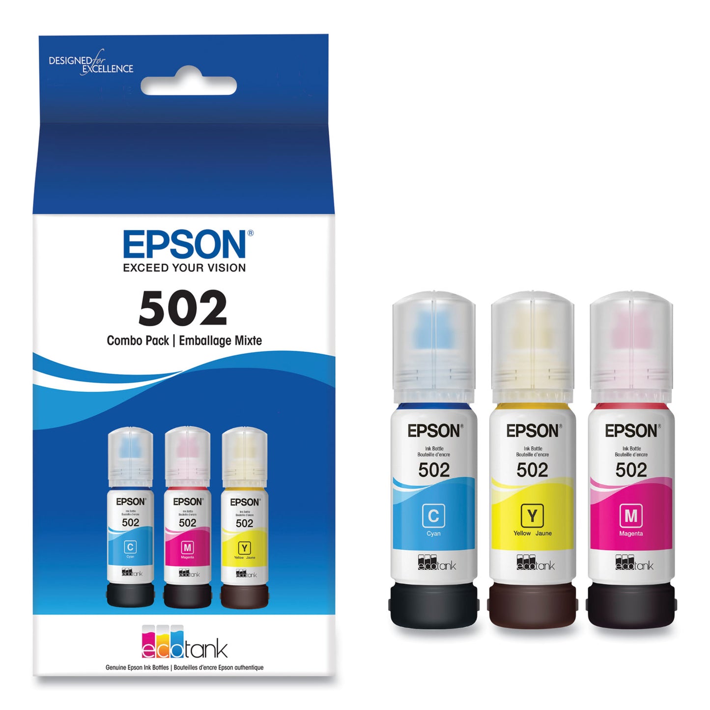 Epson T502520-S (502) Ink, 6,000 Page-Yield, Cyan/Magenta/Yellow