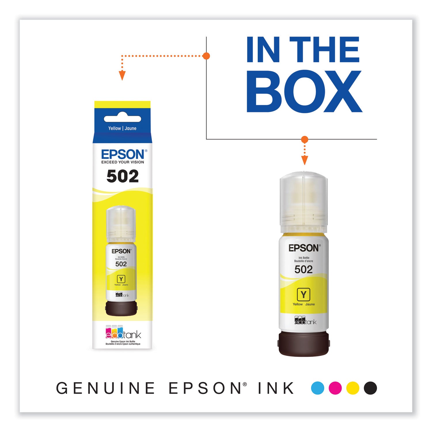 Epson T502420-S (502) Ink, 6,000 Page-Yield, Yellow