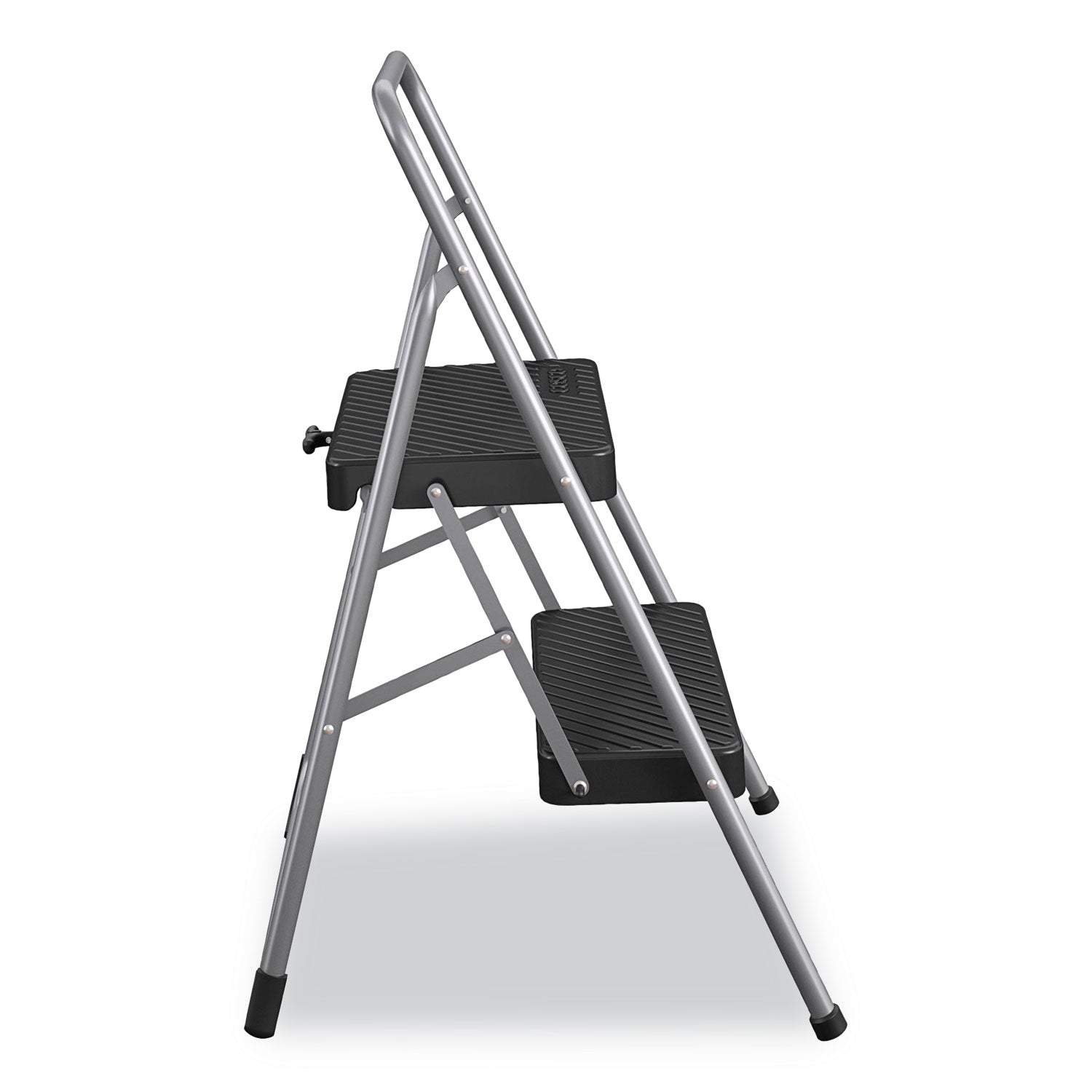 COSCO 2-Step Folding Steel Step Stool, 200 lb Capacity, 28.13" Working Height, Cool Gray (11137PBL1E)