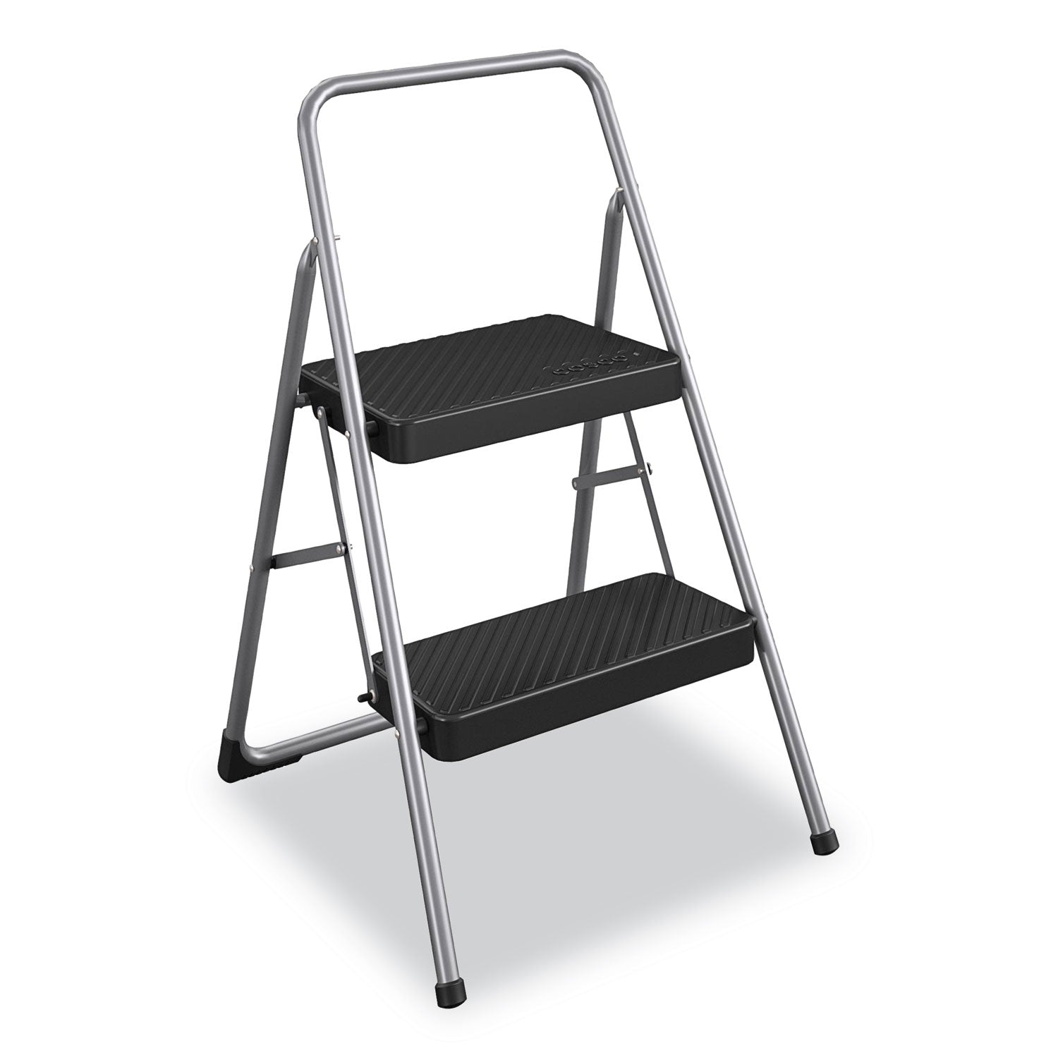 COSCO 2-Step Folding Steel Step Stool, 200 lb Capacity, 28.13" Working Height, Cool Gray (11137PBL1E)