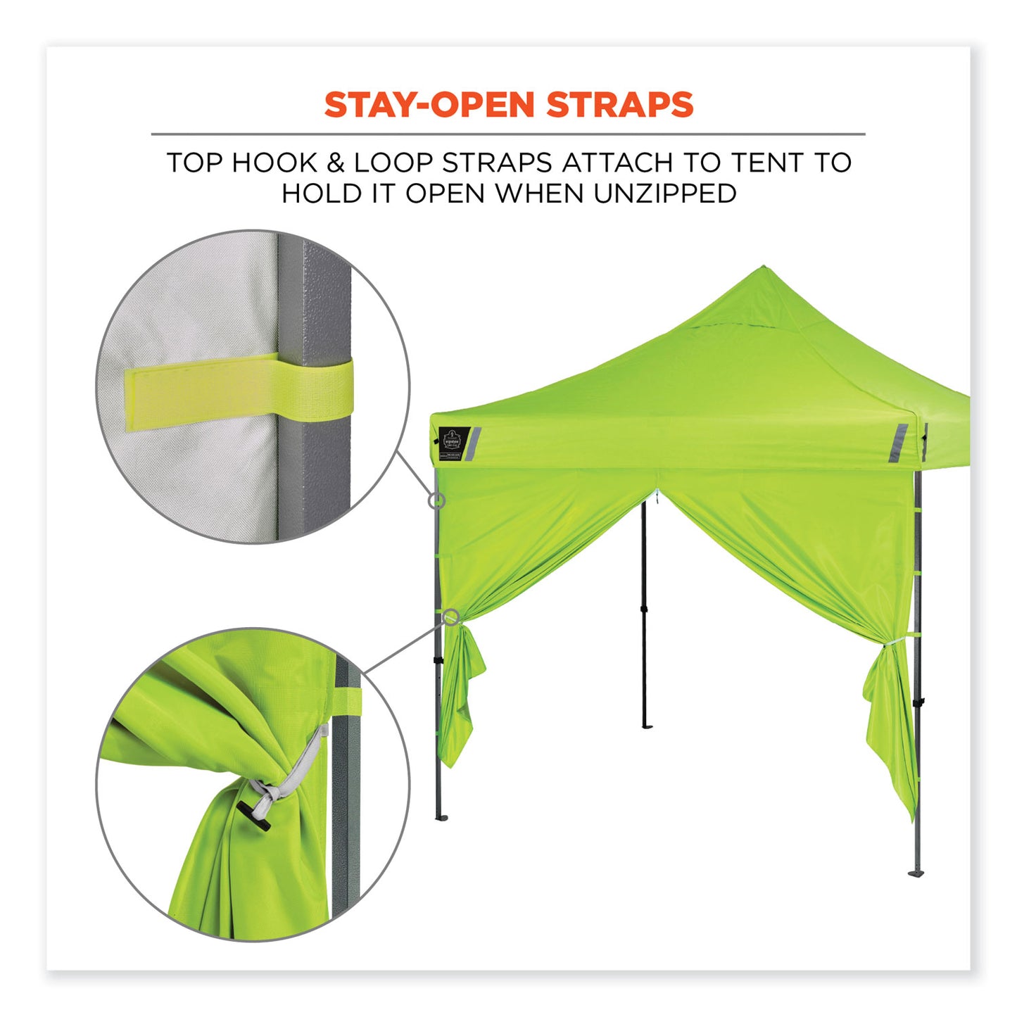 ergodyne Shax 6096 Pop-Up Tent Sidewall with Zipper, Single Skin, 10 ft x 10 ft, Polyester, Lime (12978)