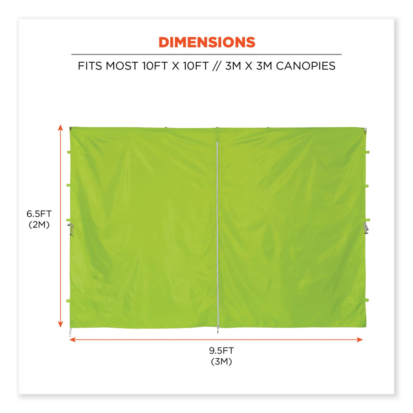 ergodyne Shax 6096 Pop-Up Tent Sidewall with Zipper, Single Skin, 10 ft x 10 ft, Polyester, Lime (12978)