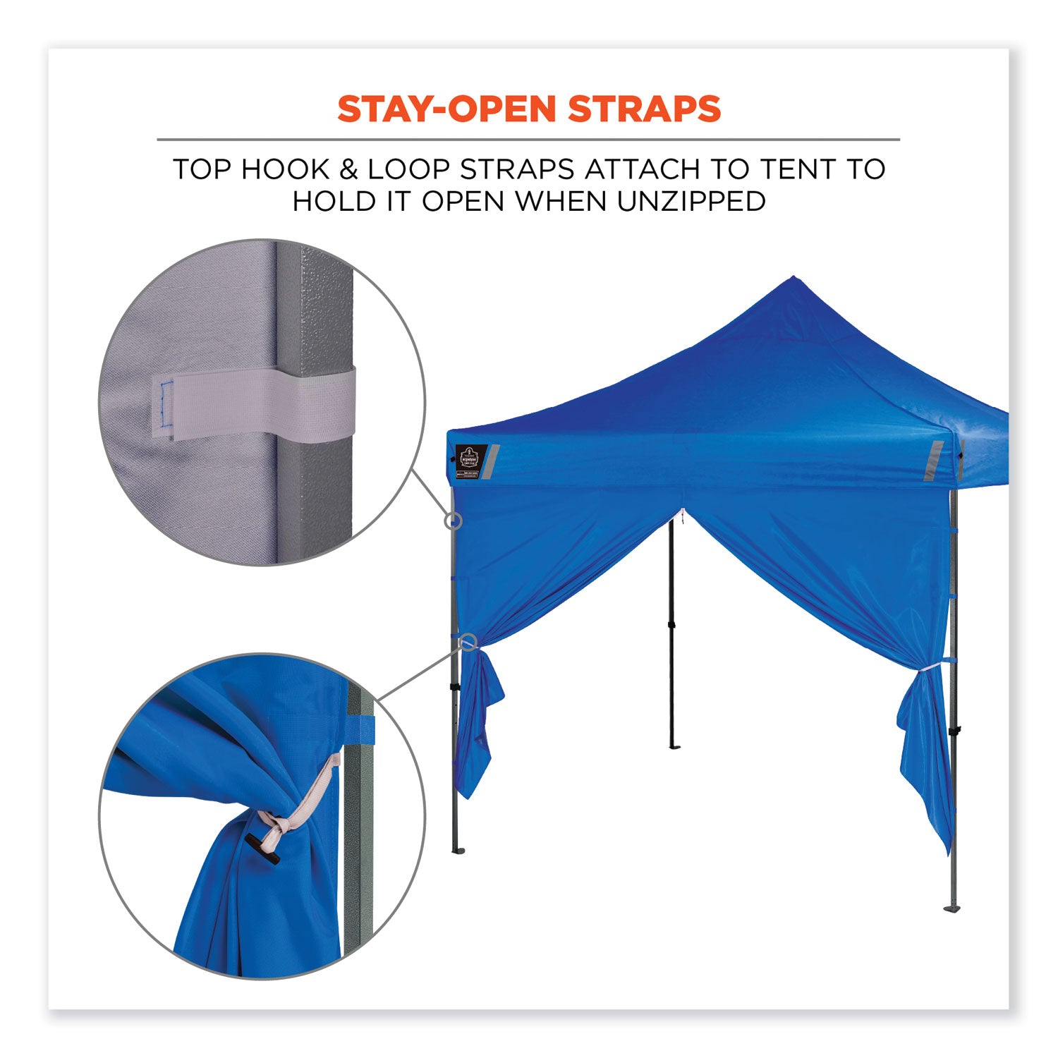 ergodyne Shax 6096 Pop-Up Tent Sidewall with Zipper, Single Skin, 10 ft x 10 ft, Polyester, Blue (12979)