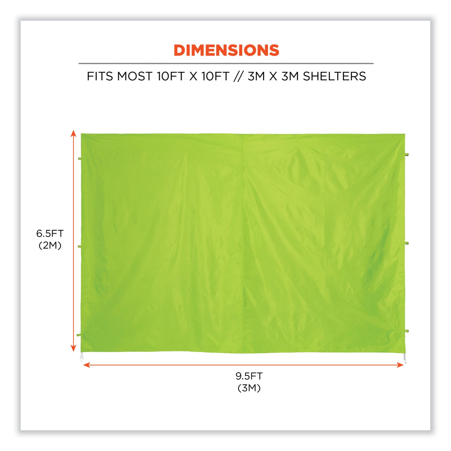 ergodyne Shax 6054 Pop-Up Tent Sidewall Kit, Single Skin, 10 ft x 10 ft, Polyester, Lime (12984)