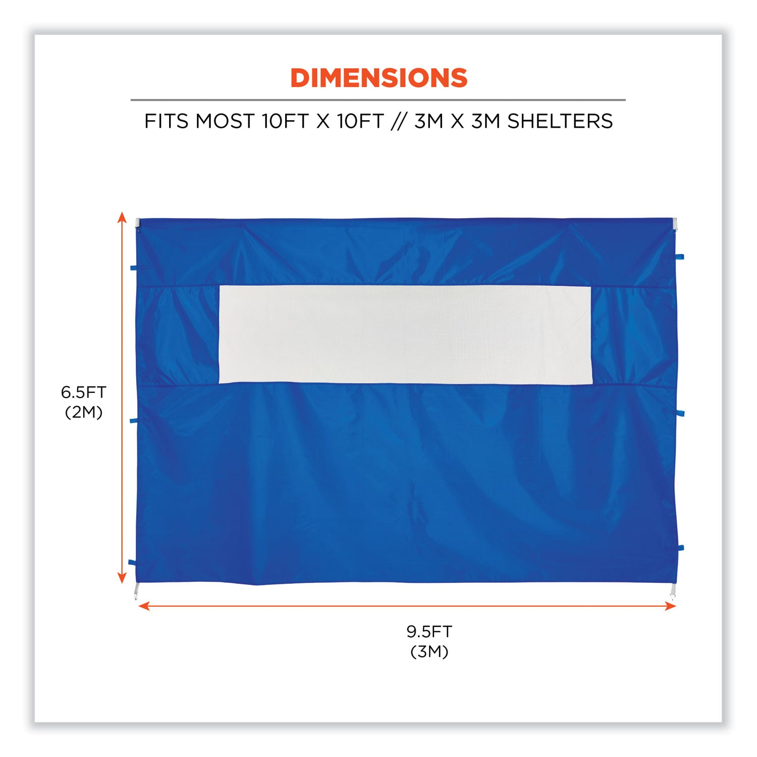 ergodyne Shax 6092 Pop-Up Tent Sidewall with Mesh Window, Single Skin, 10 ft x 10 ft, Polyester, Blue (12987)