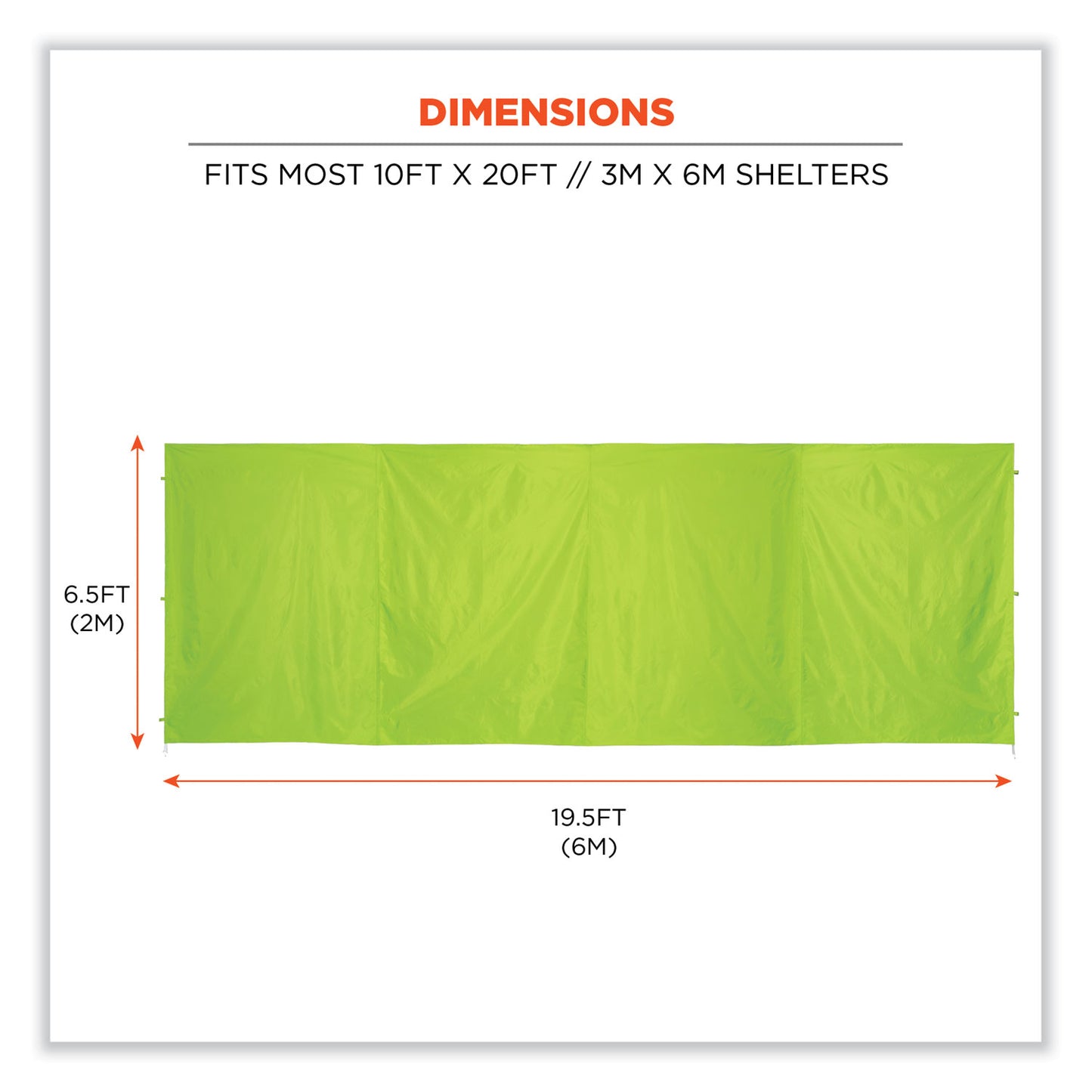 ergodyne Shax 6097 Pop-Up Tent Sidewall, Single Skin, 10 ft x 10 ft, Polyester, Lime (12995)