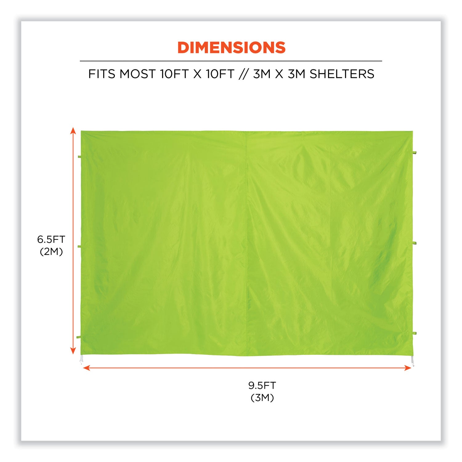 ergodyne Shax 6098 Pop-Up Tent Sidewall, Single Skin, 10 ft x 10 ft, Polyester, Lime (12998)