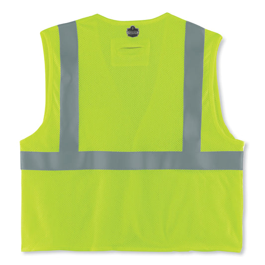 ergodyne GloWear 8263FRHL Class 2 FR Safety Economy Hook and Loop Vest, Modacrylic Mesh/Cotton, Large/X-Large, Lime (21865)