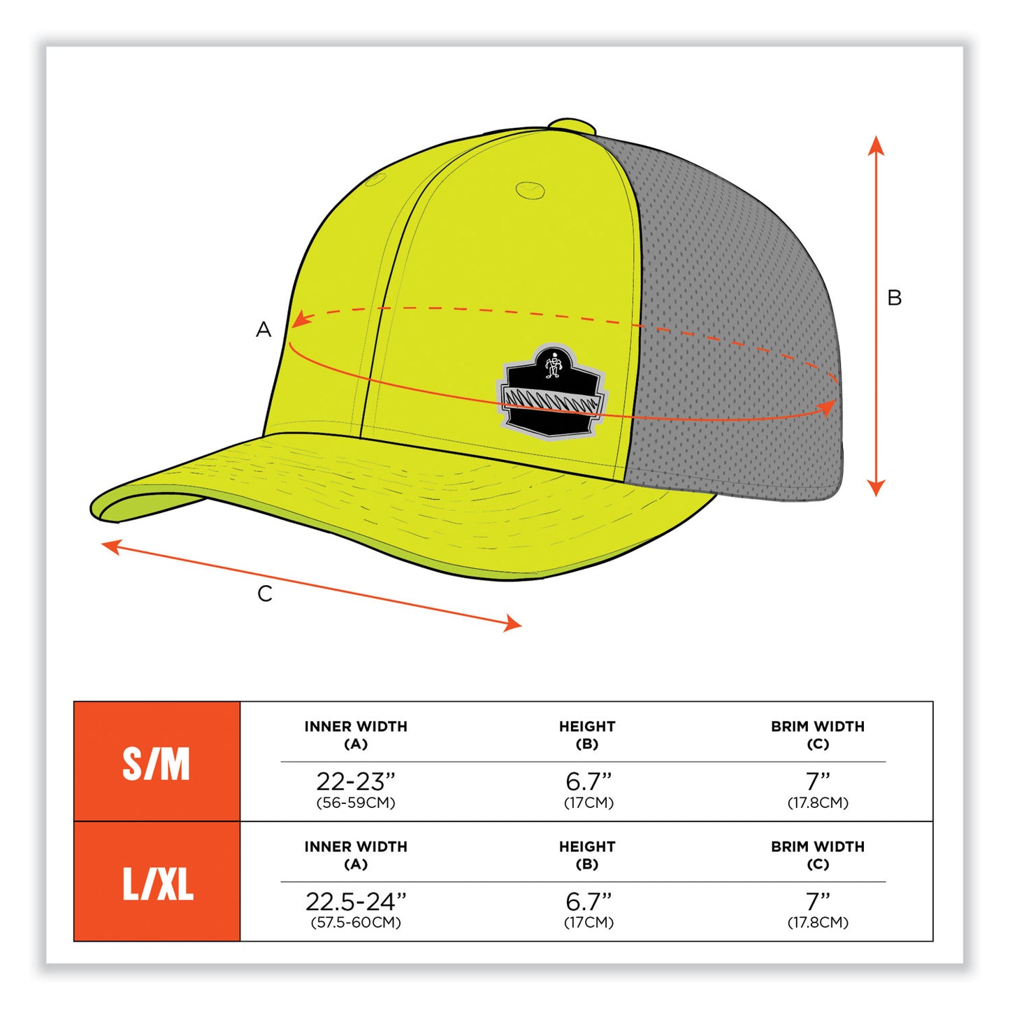 GloWear 8931 Reflective Stretch-Fit Hat, Cotton/Polyester, Ergodyne Logo, Small/Medium, Hi-Vis Lime (23240)