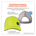 GloWear 8933 Reflective Snapback Hat, Cotton/Polyester, Ergodyne Logo, One Size Fits Most, Hi-Vis Lime (23244)