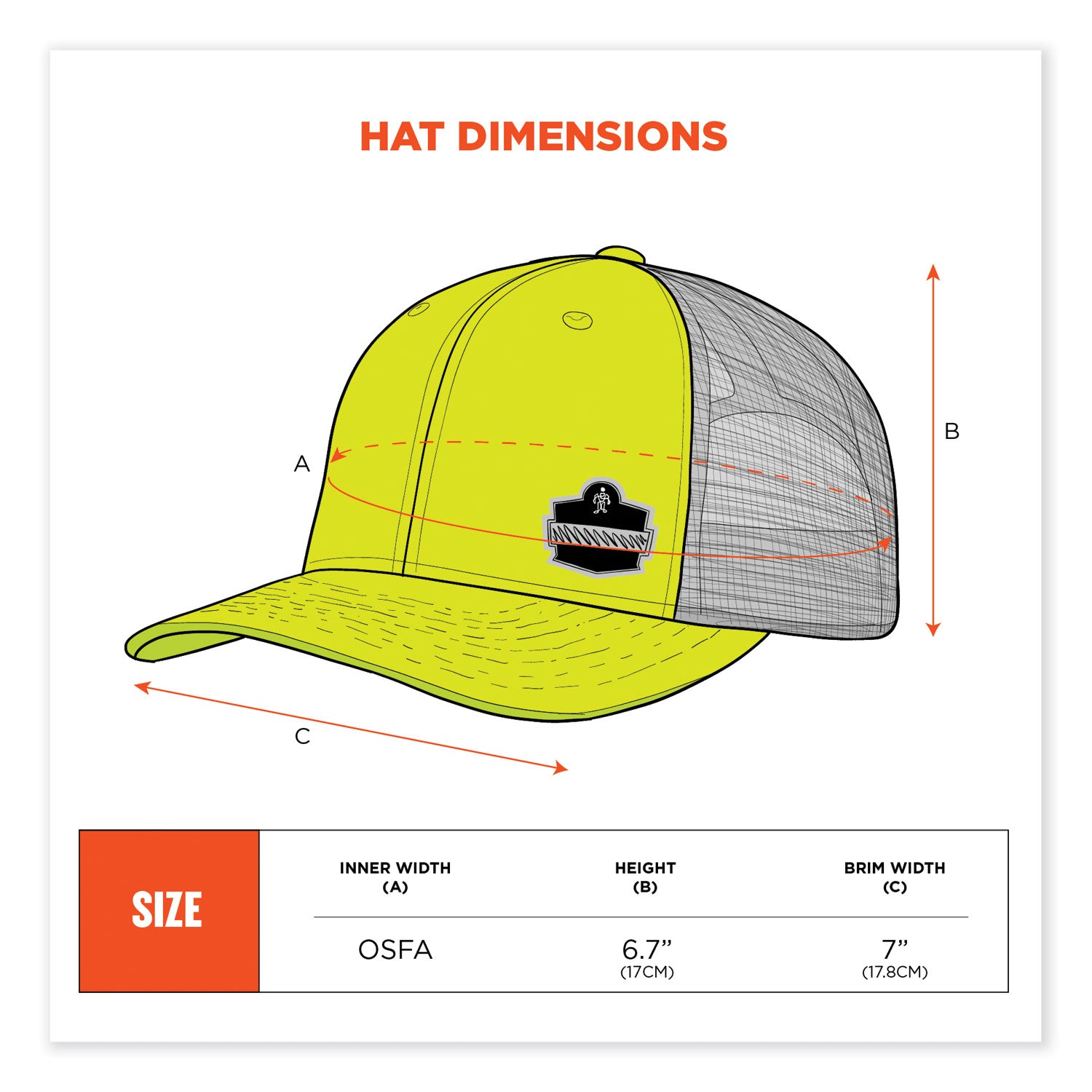 GloWear 8933 Reflective Snapback Hat, Cotton/Polyester, Ergodyne Logo, One Size Fits Most, Hi-Vis Lime (23244)