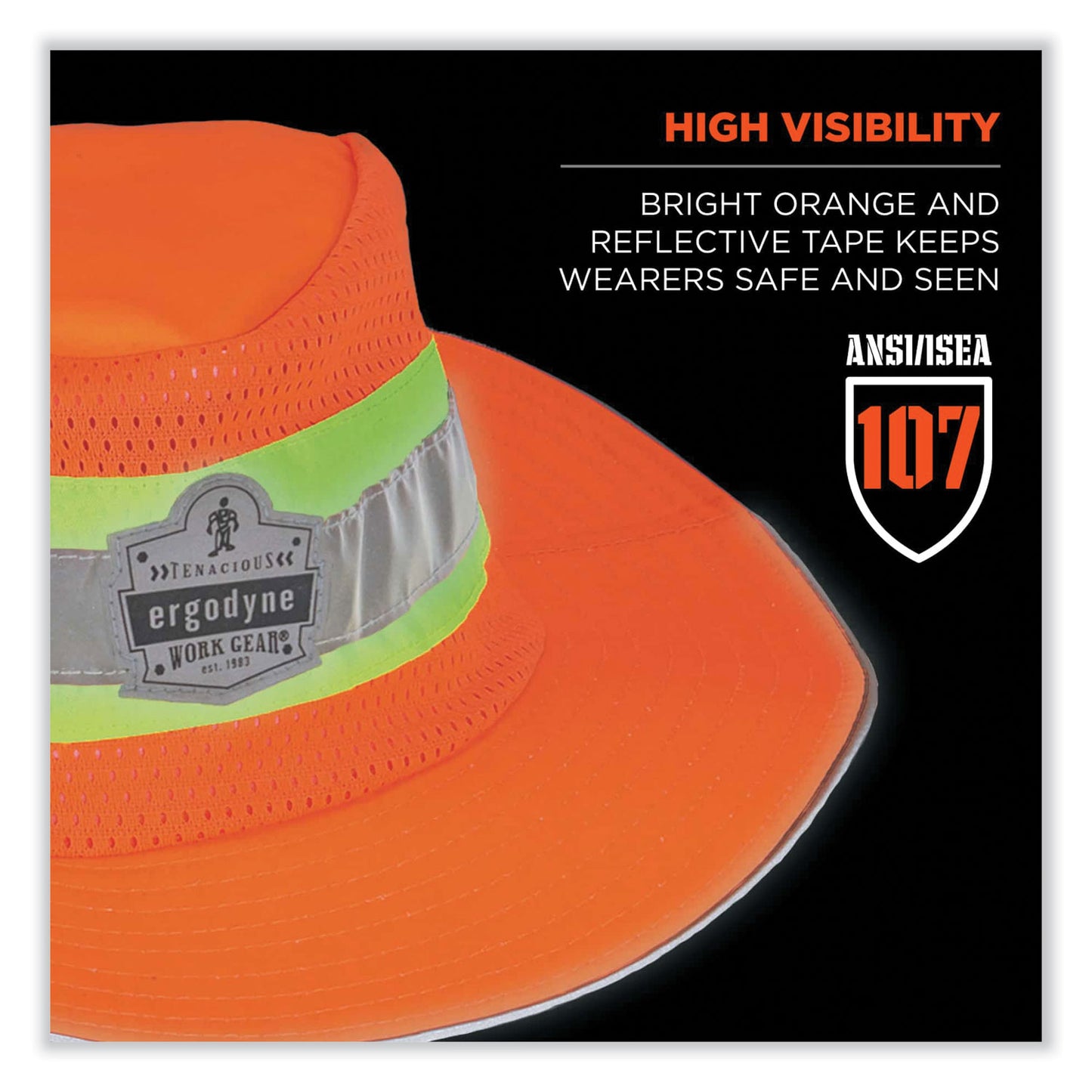 ergodyne GloWear 8935 Hi-Vis Ranger Sun Hat, Polyester, Small/Medium, Orange (23257)