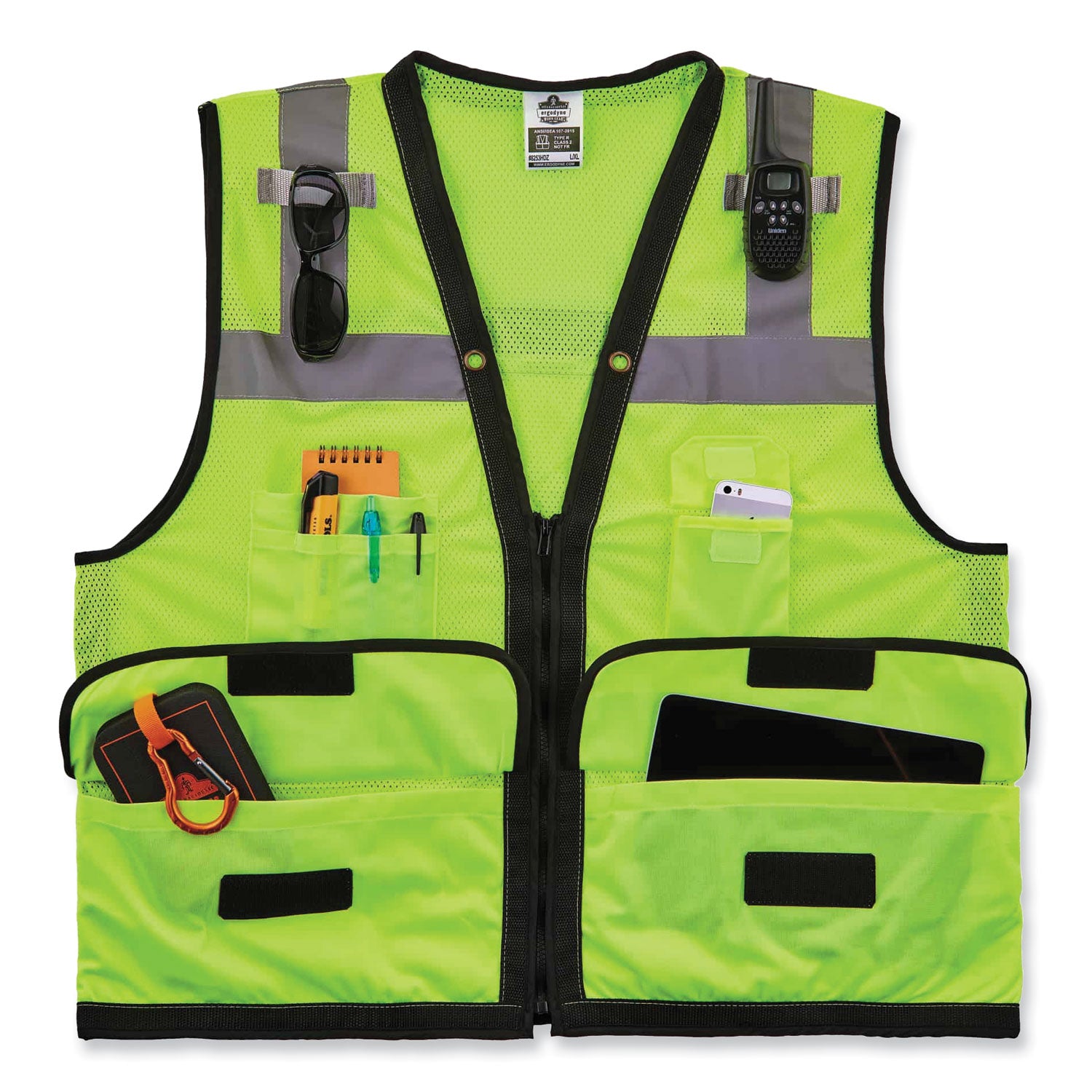 ergodyne GloWear 8253HDZ Class 2 Heavy-Duty Mesh Surveyors Vest, Polyester, 2X-Large/3X-Large, Lime (23327)