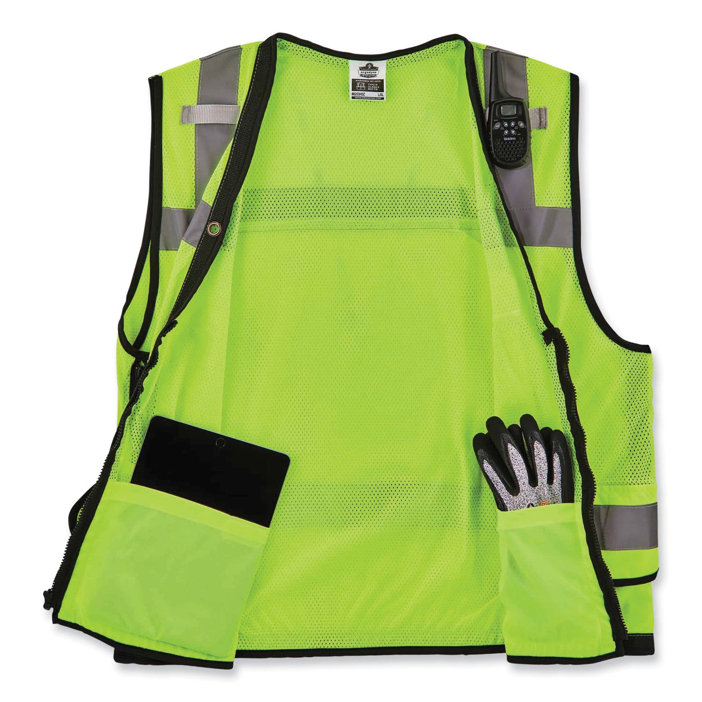 ergodyne GloWear 8253HDZ Class 2 Heavy-Duty Mesh Surveyors Vest, Polyester, 4X-Large/5X-Large, Lime (23329)