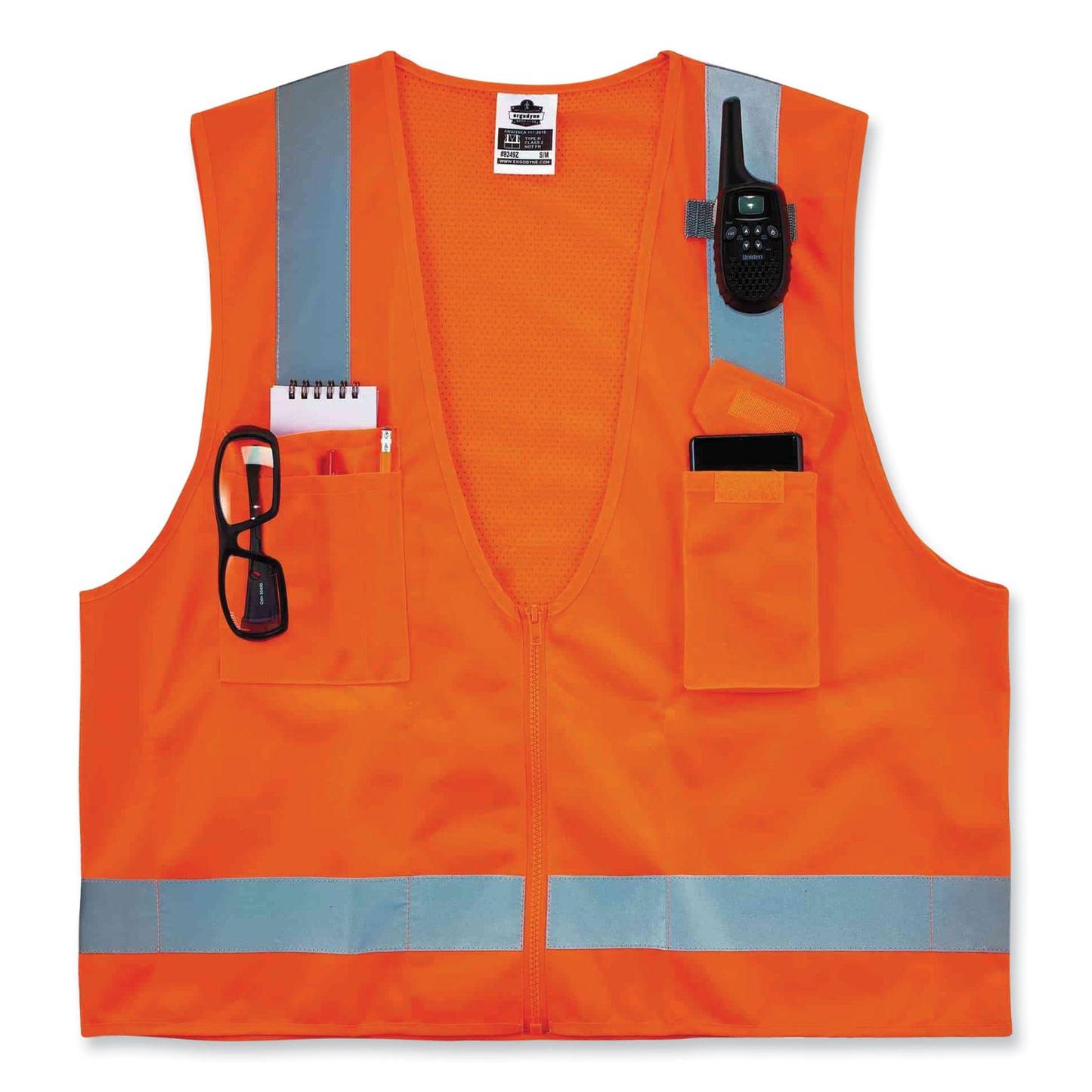 ergodyne GloWear 8249Z Class 2 Economy Surveyors Zipper Vest, Polyester, Small/Medium, Orange (24013)