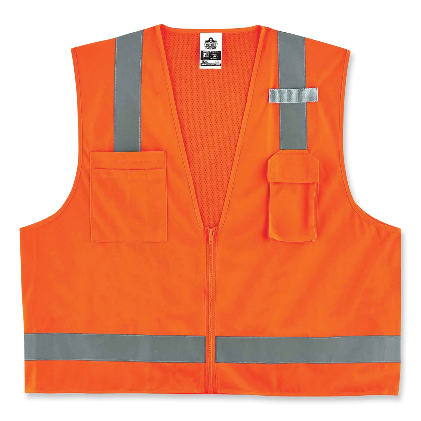 ergodyne GloWear 8249Z Class 2 Economy Surveyors Zipper Vest, Polyester, Small/Medium, Orange (24013)