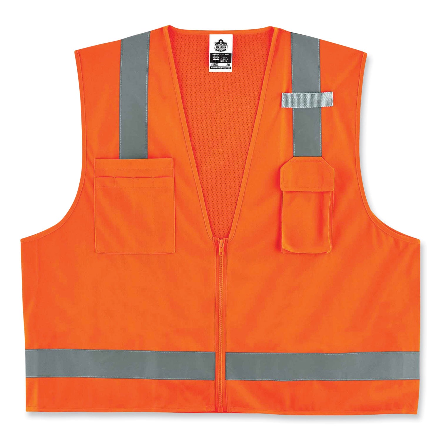 ergodyne GloWear 8249Z Class 2 Economy Surveyors Zipper Vest, Polyester, Small/Medium, Orange (24013)