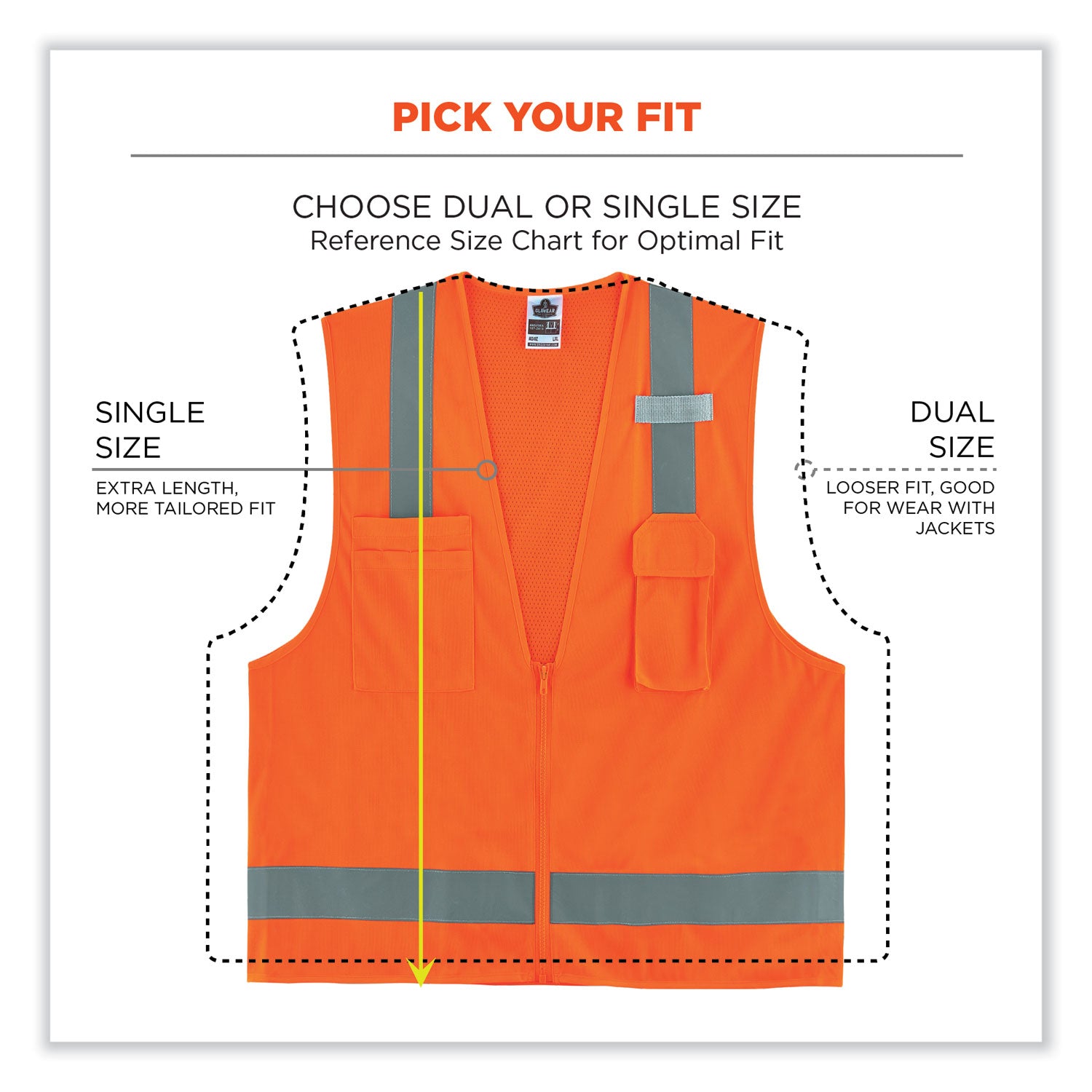 ergodyne GloWear 8249Z Class 2 Economy Surveyors Zipper Vest, Polyester, 4X-Large/5X-Large, Orange (24019)