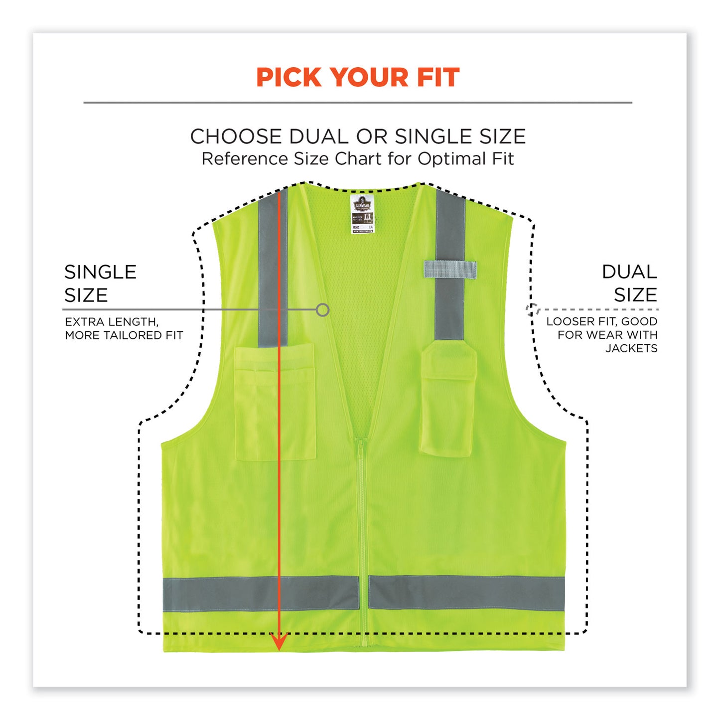 ergodyne GloWear 8249Z Class 2 Economy Surveyors Zipper Vest, Polyester, X-Small, Lime (24021)