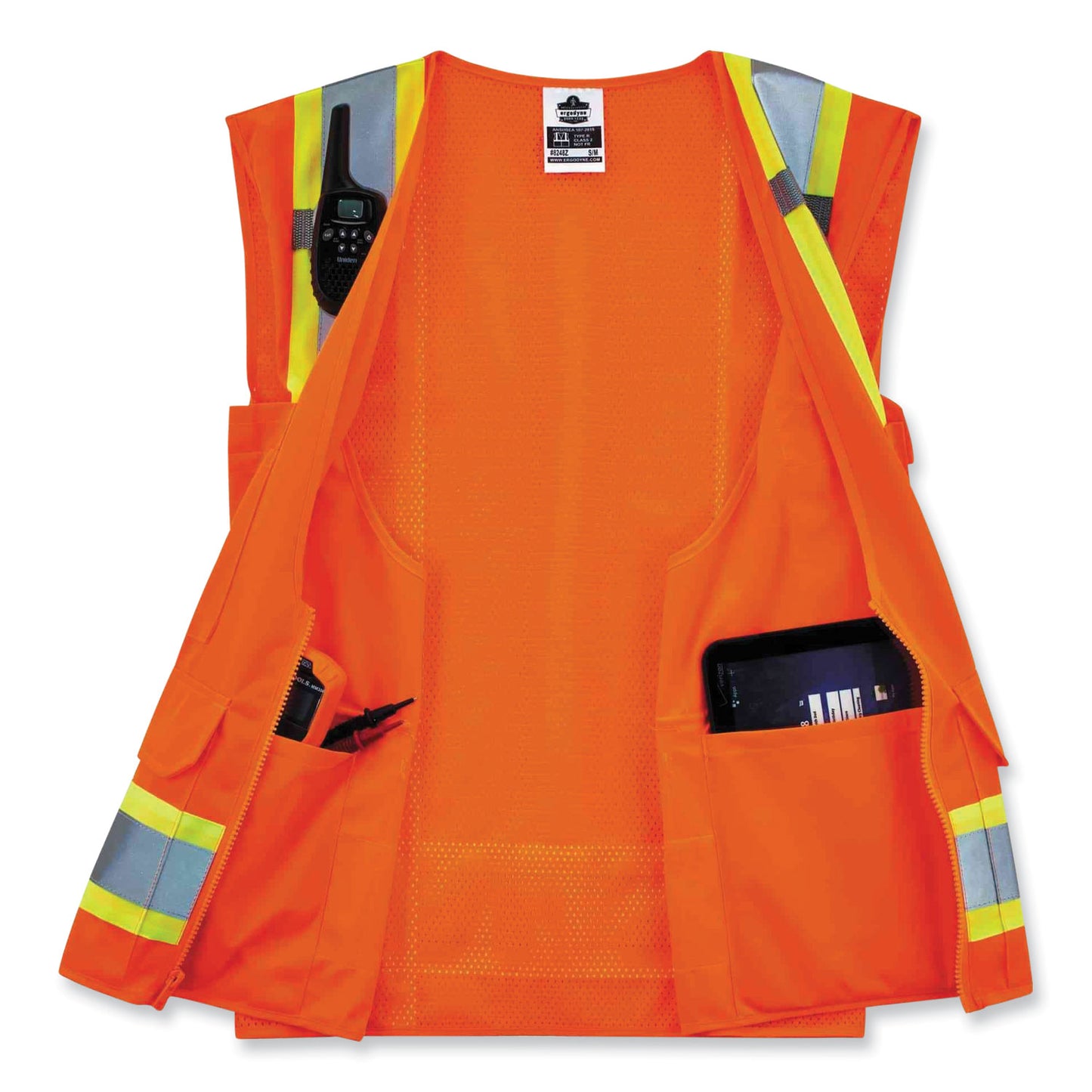 ergodyne GloWear 8248Z Class 2 Two-Tone Surveyors Zipper Vest, Polyester, Small/Medium, Orange (24063)