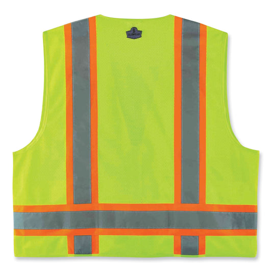 ergodyne GloWear 8248Z Class 2 Two-Tone Surveyors Zipper Vest, Polyester, 2X-Large/3X-Large, Lime (24077)