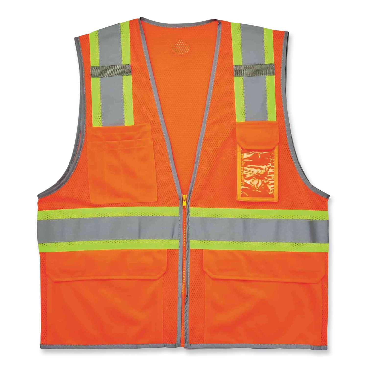 ergodyne GloWear 8246Z Class 2 Two-Tone Mesh Reflective Binding Zipper Vest, Polyester, Small/Medium, Orange (24133)