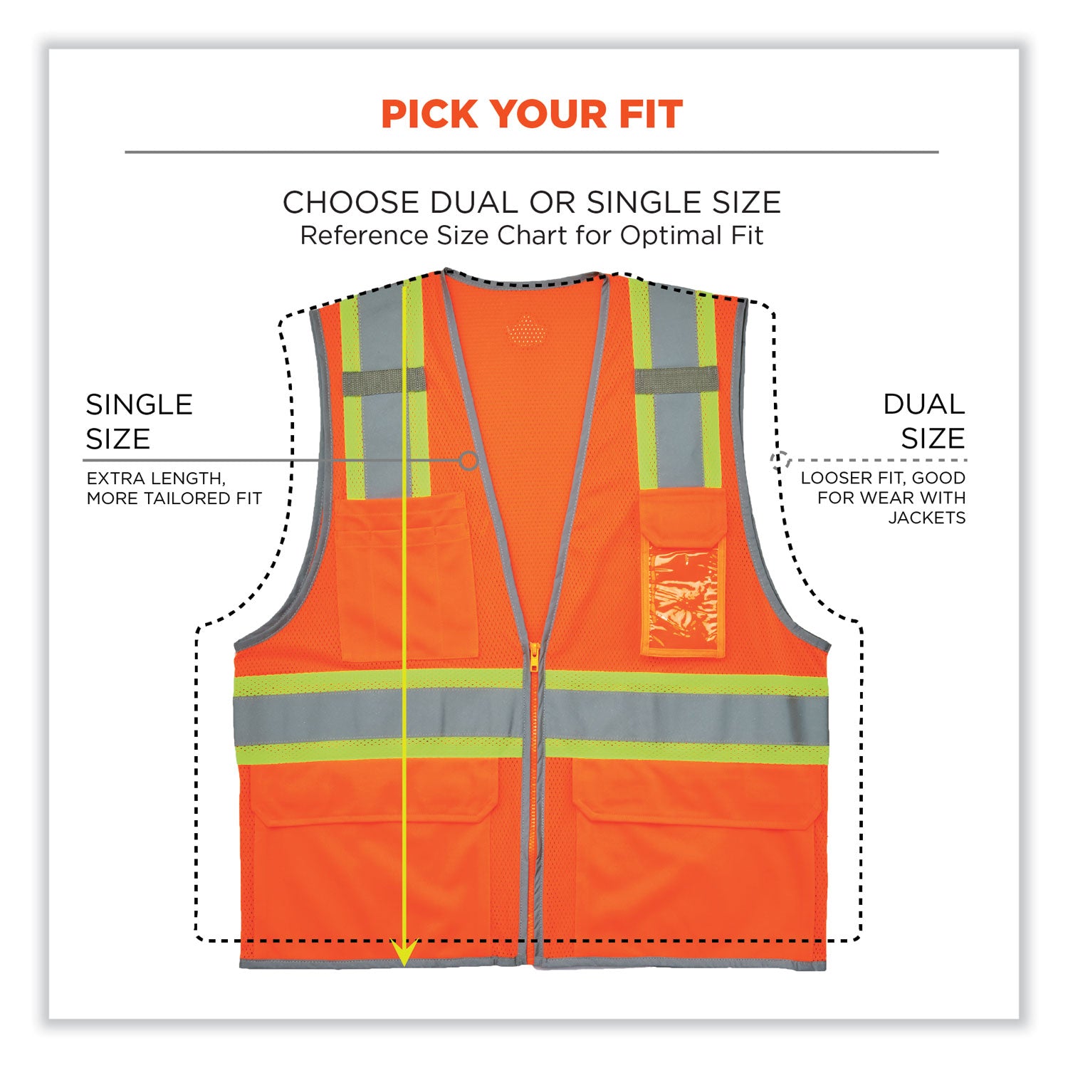 ergodyne GloWear 8246Z Class 2 Two-Tone Mesh Reflective Binding Zipper Vest, Polyester, Large/X-Large, Orange (24135)