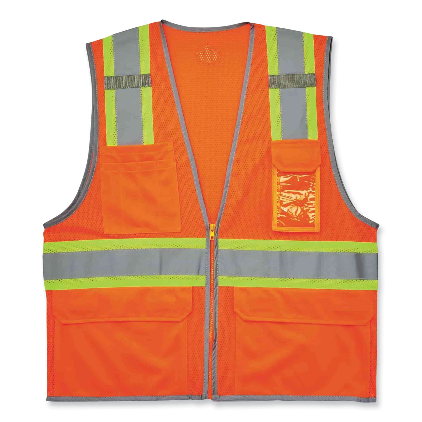 ergodyne GloWear 8246Z Class 2 Two-Tone Mesh Reflective Binding Zipper Vest, Polyester, Large/X-Large, Orange (24135)