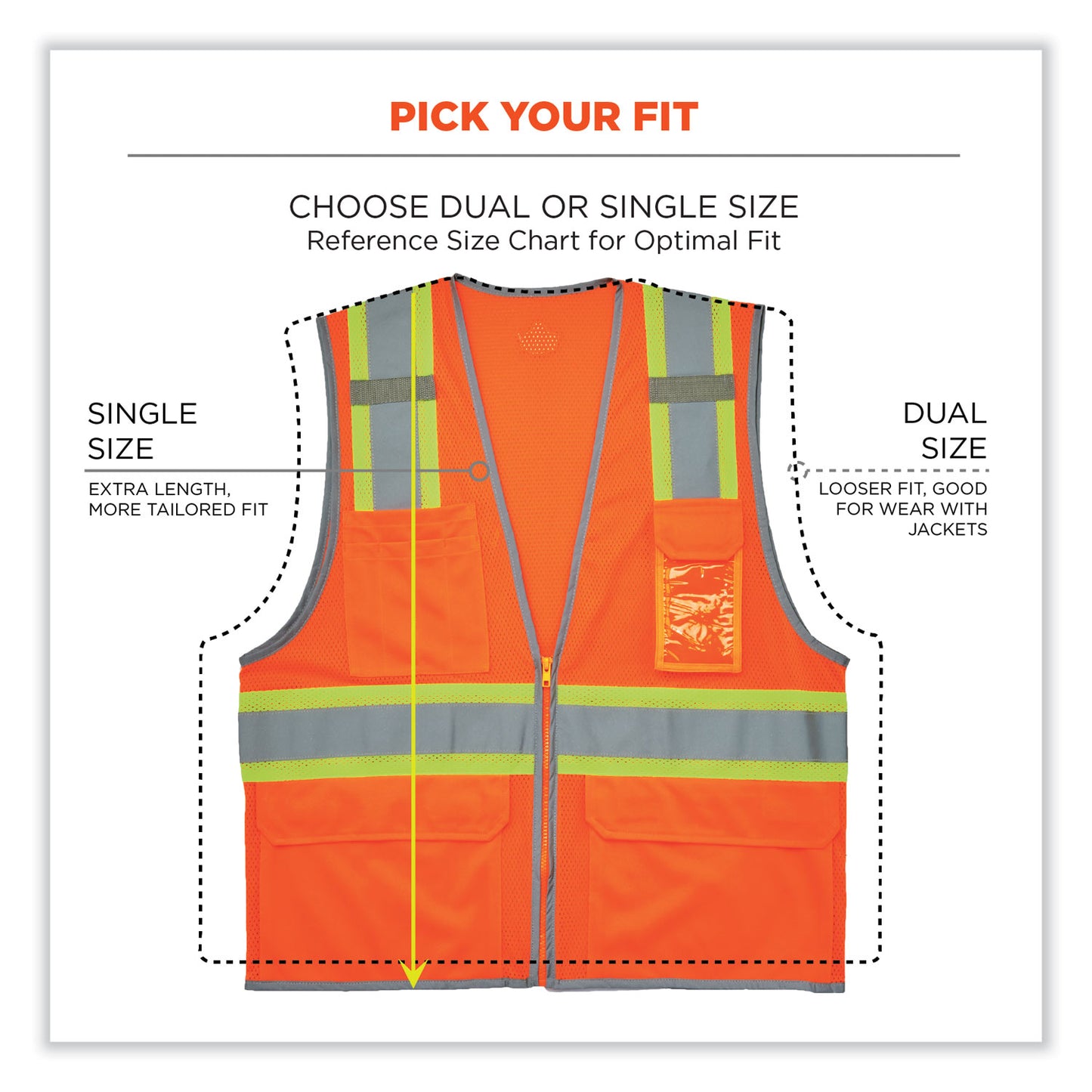 ergodyne GloWear 8246Z Class 2 Two-Tone Mesh Reflective Binding Zipper Vest, Polyester, 2X-Large/3X-Large, Orange (24137)