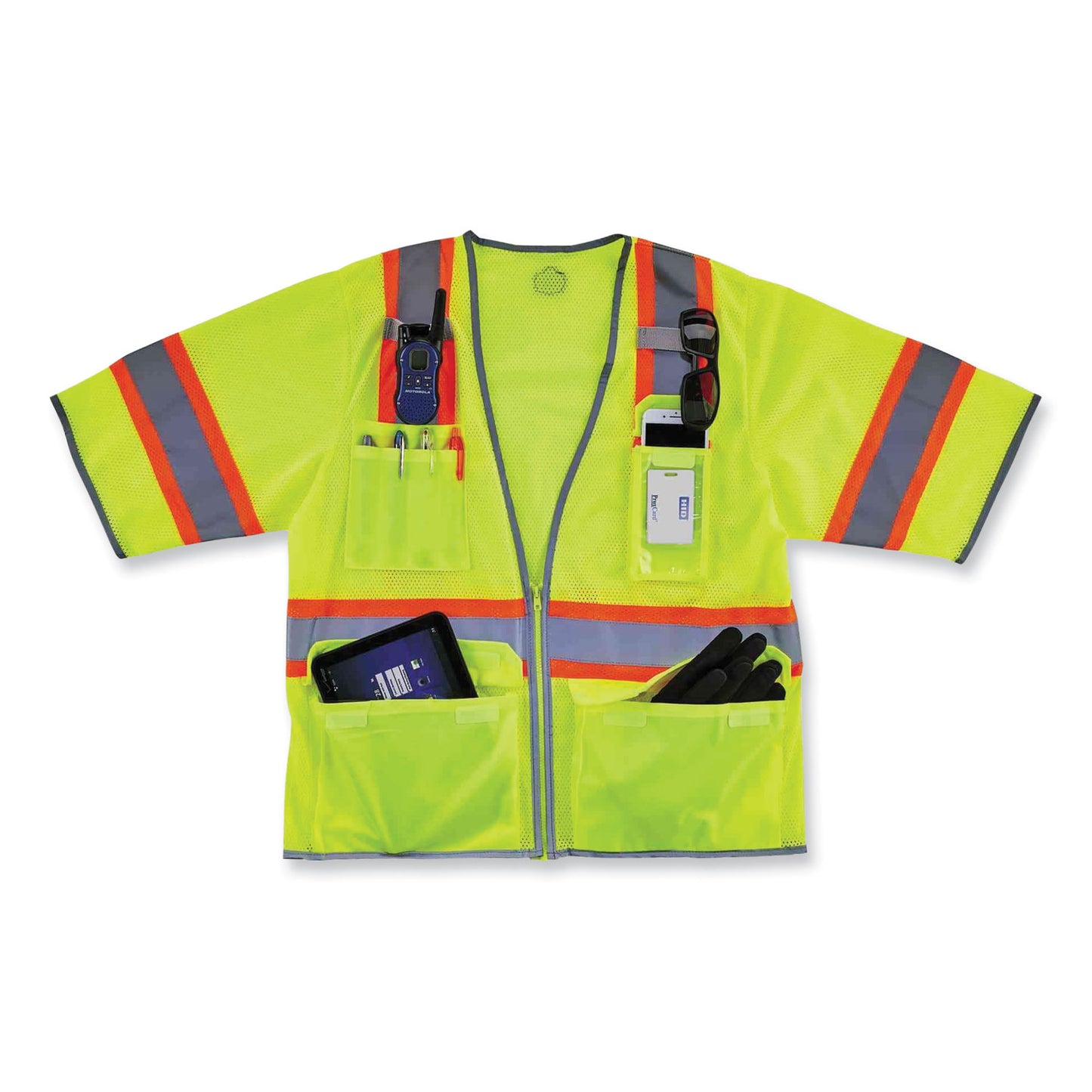 ergodyne GloWear 8346Z Class 3 Two-Tone Hi-Vis Surveyor Zipper Vest, 2X-Large/3X-Large, Lime (24167)