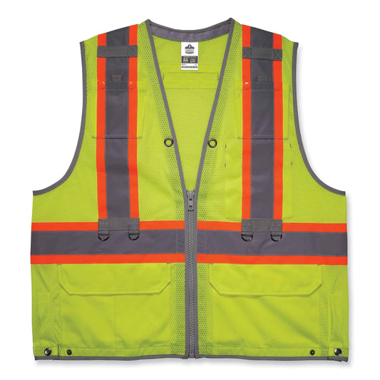 ergodyne GloWear 8231TV Class 2 Hi-Vis Tool Tethering Safety Vest, Polyester, Large/X-Large, Lime (24175)