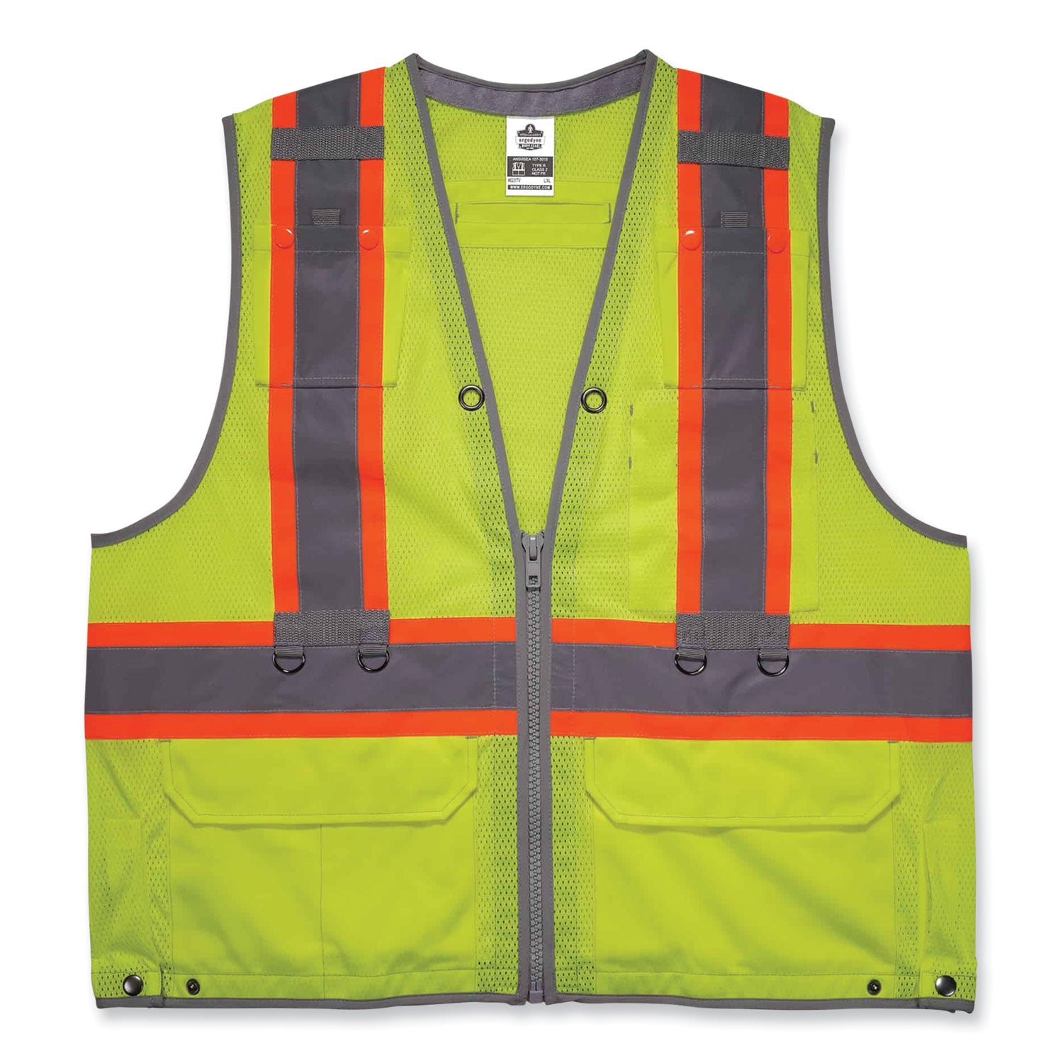 ergodyne GloWear 8231TV Class 2 Hi-Vis Tool Tethering Safety Vest, Polyester, 2X-Large/3X-Large, Lime (24177)