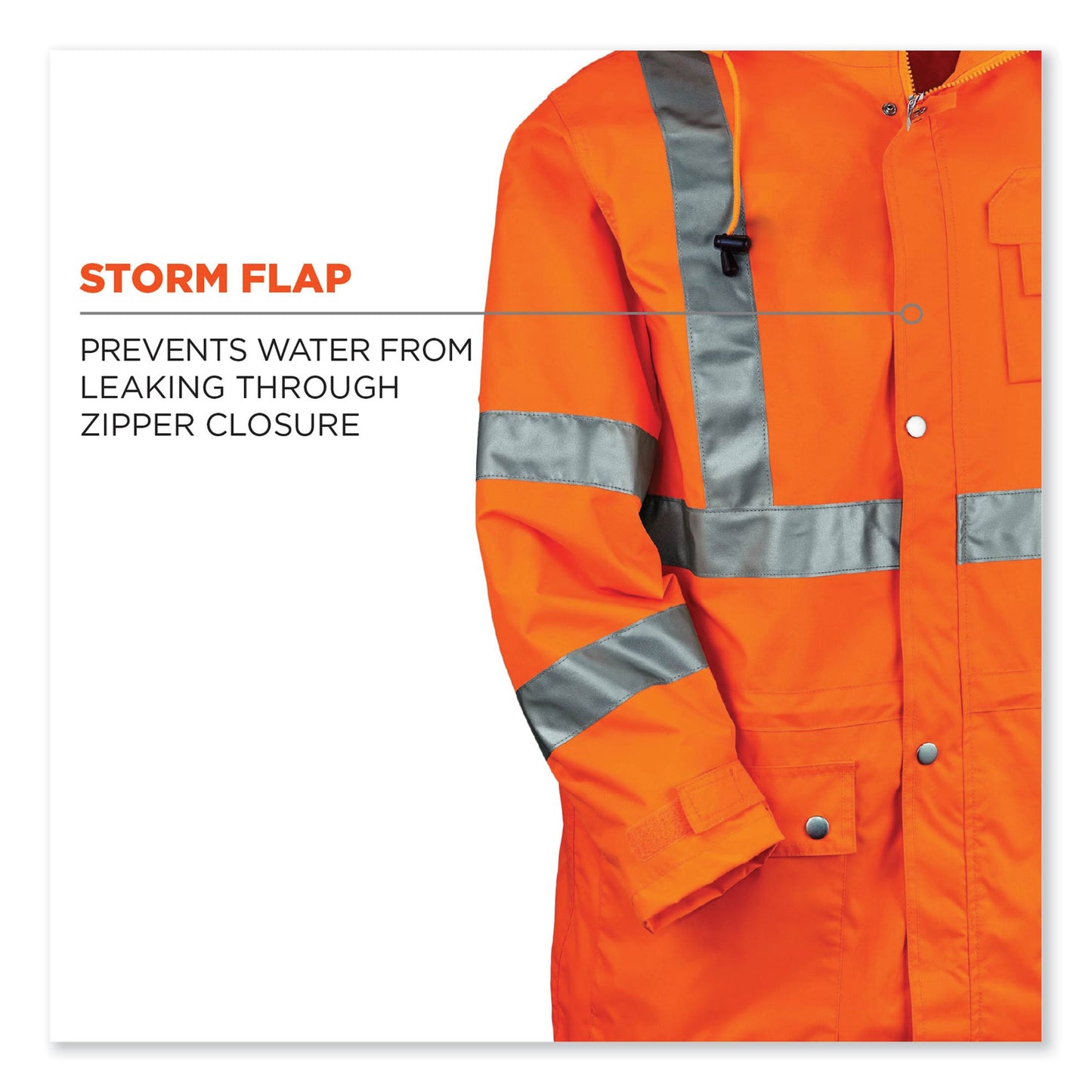 ergodyne GloWear 8365 Class 3 Hi-Vis Rain Jacket, Polyester, Small, Orange (24312)