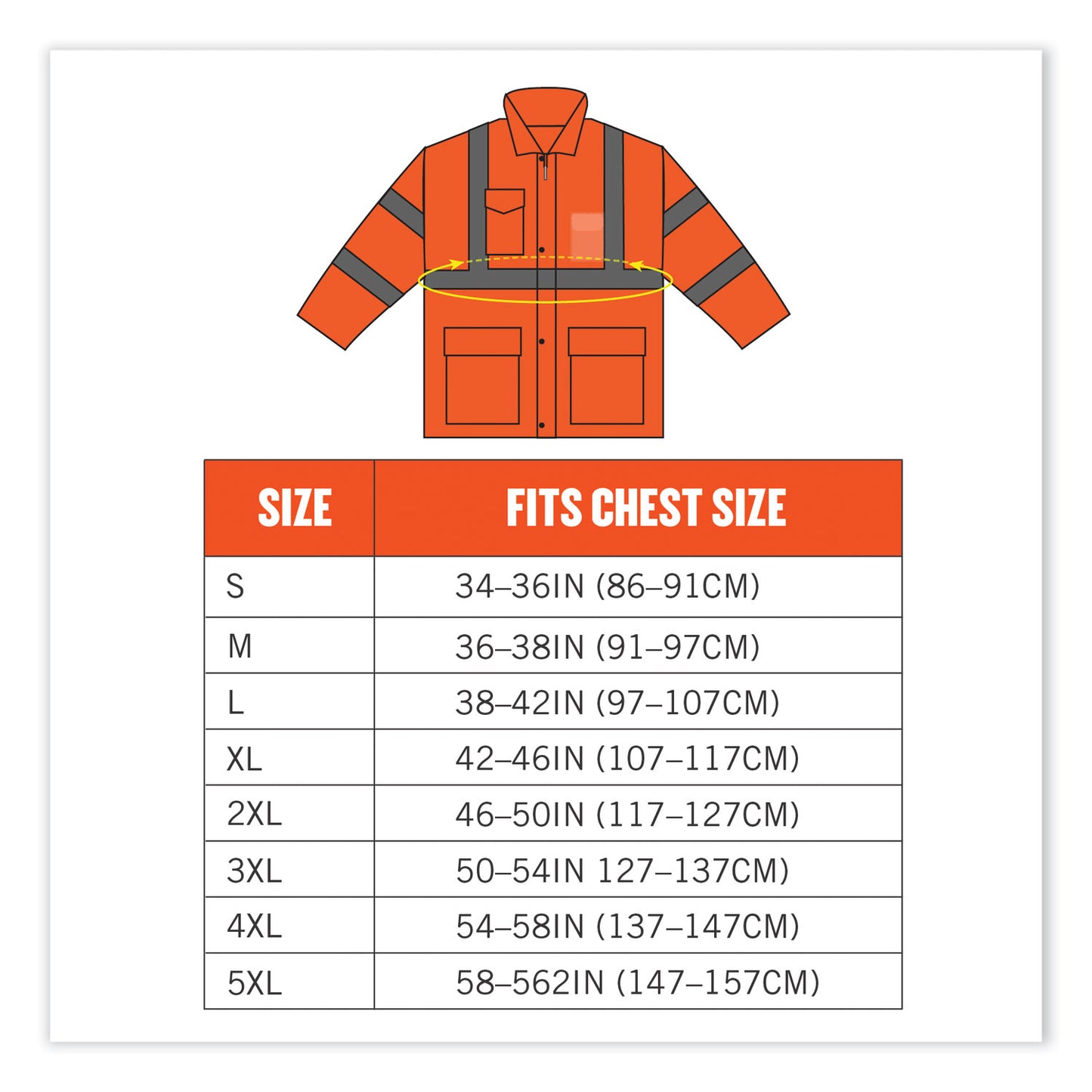 ergodyne GloWear 8365 Class 3 Hi-Vis Rain Jacket, Polyester, Large, Orange (24314)