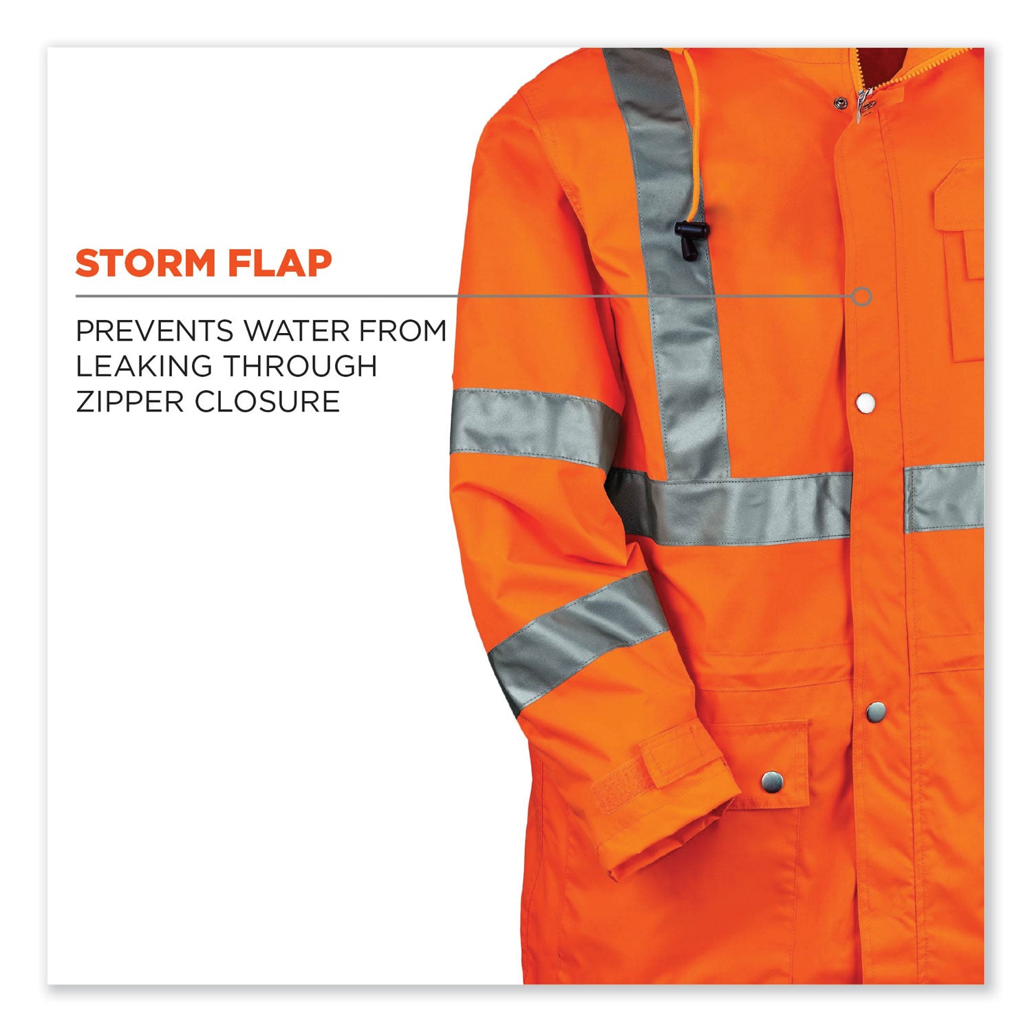 ergodyne GloWear 8365 Class 3 Hi-Vis Rain Jacket, Polyester, X-Large, Orange (24315)