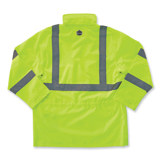 ergodyne GloWear 8365 Class 3 Hi-Vis Rain Jacket, Polyester, Small, Lime (24322)