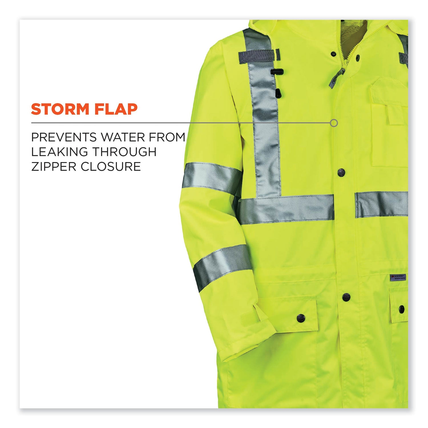 ergodyne GloWear 8365 Class 3 Hi-Vis Rain Jacket, Polyester, Small, Lime (24322)