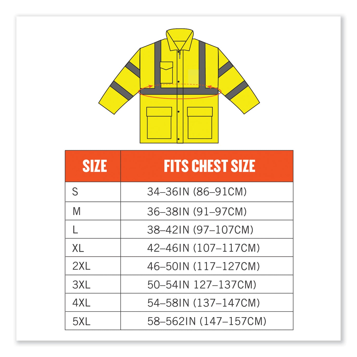 ergodyne GloWear 8365 Class 3 Hi-Vis Rain Jacket, Polyester, Small, Lime (24322)