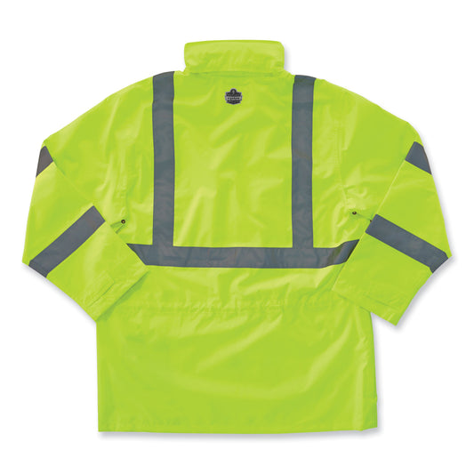 ergodyne GloWear 8365 Class 3 Hi-Vis Rain Jacket, Polyester, Medium, Lime (24323)