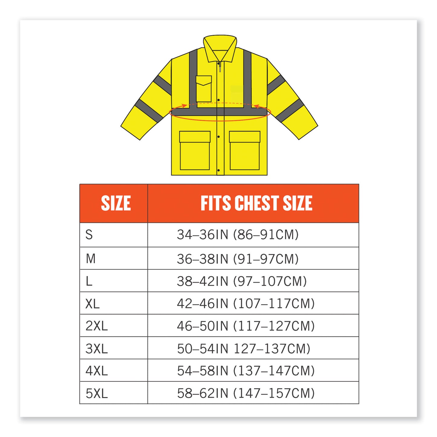 ergodyne GloWear 8365 Class 3 Hi-Vis Rain Jacket, Polyester, Medium, Lime (24323)