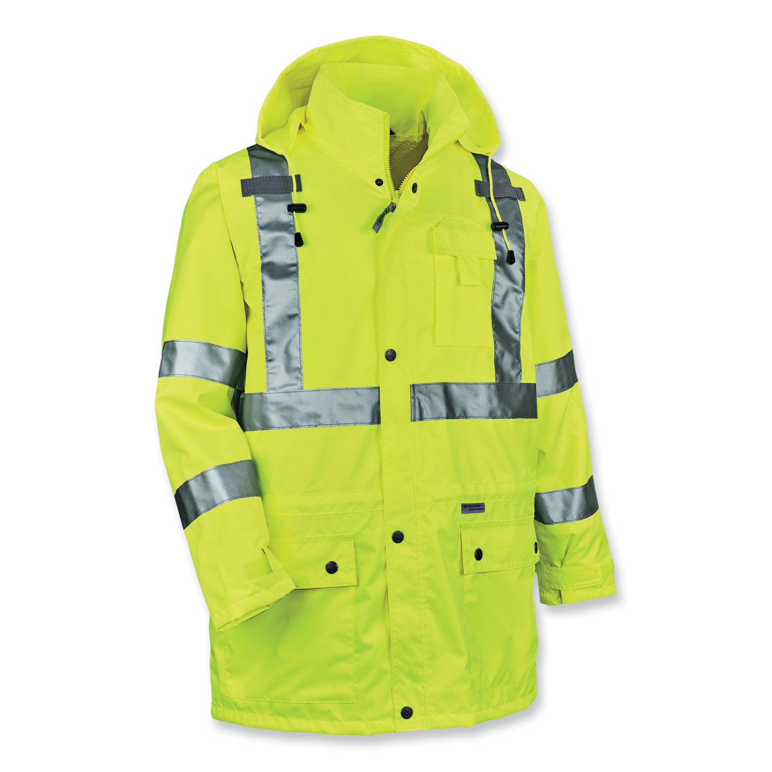 ergodyne GloWear 8365 Class 3 Hi-Vis Rain Jacket, Polyester, Medium, Lime (24323)