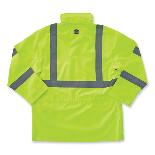 ergodyne GloWear 8365 Class 3 Hi-Vis Rain Jacket, Polyester, Large, Lime (24324)