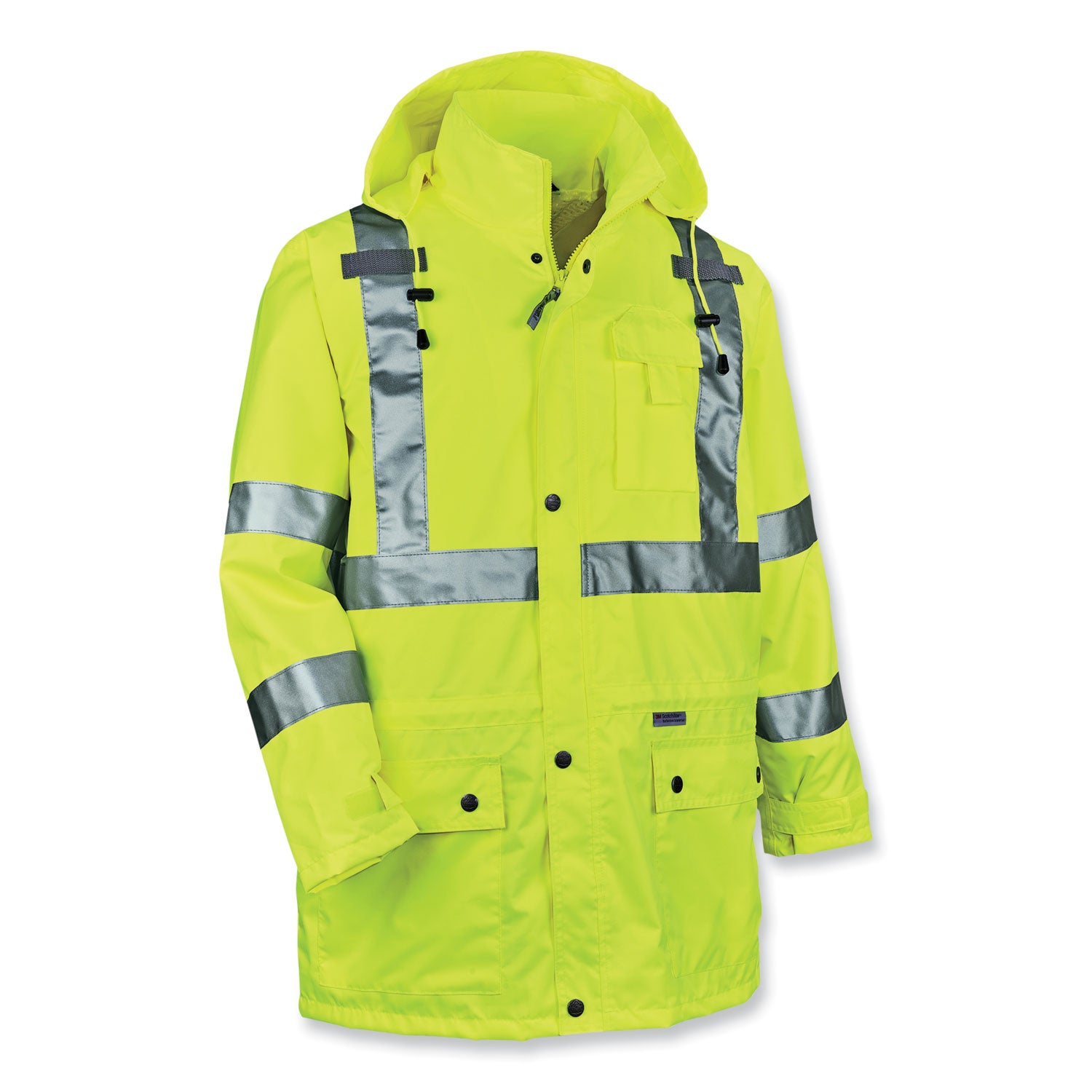 ergodyne GloWear 8365 Class 3 Hi-Vis Rain Jacket, Polyester, Large, Lime (24324)