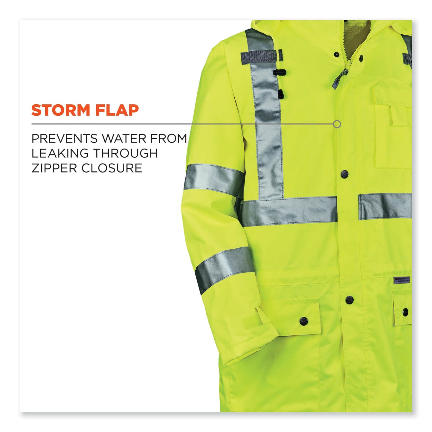 ergodyne GloWear 8365 Class 3 Hi-Vis Rain Jacket, Polyester, 2X-Large, Lime (24326)