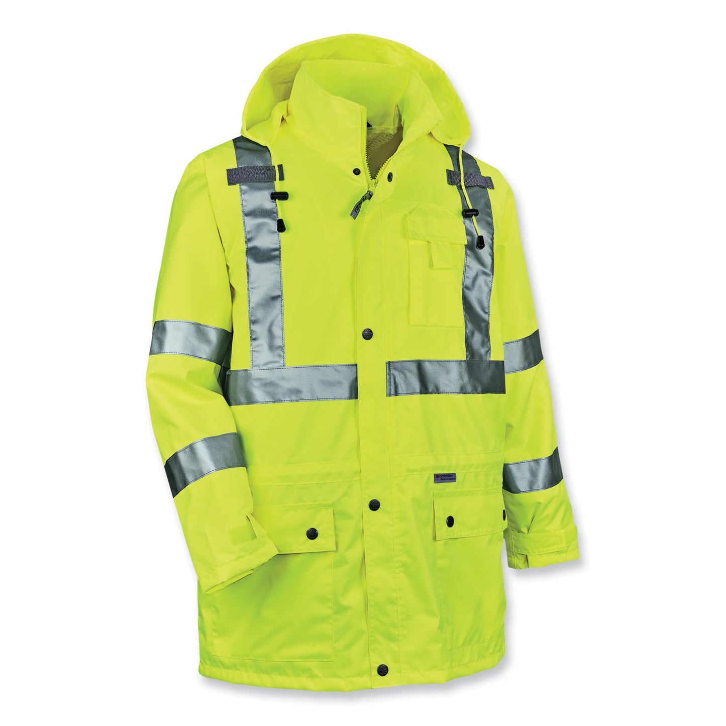 ergodyne GloWear 8365 Class 3 Hi-Vis Rain Jacket, Polyester, 4X-Large, Lime (24328)