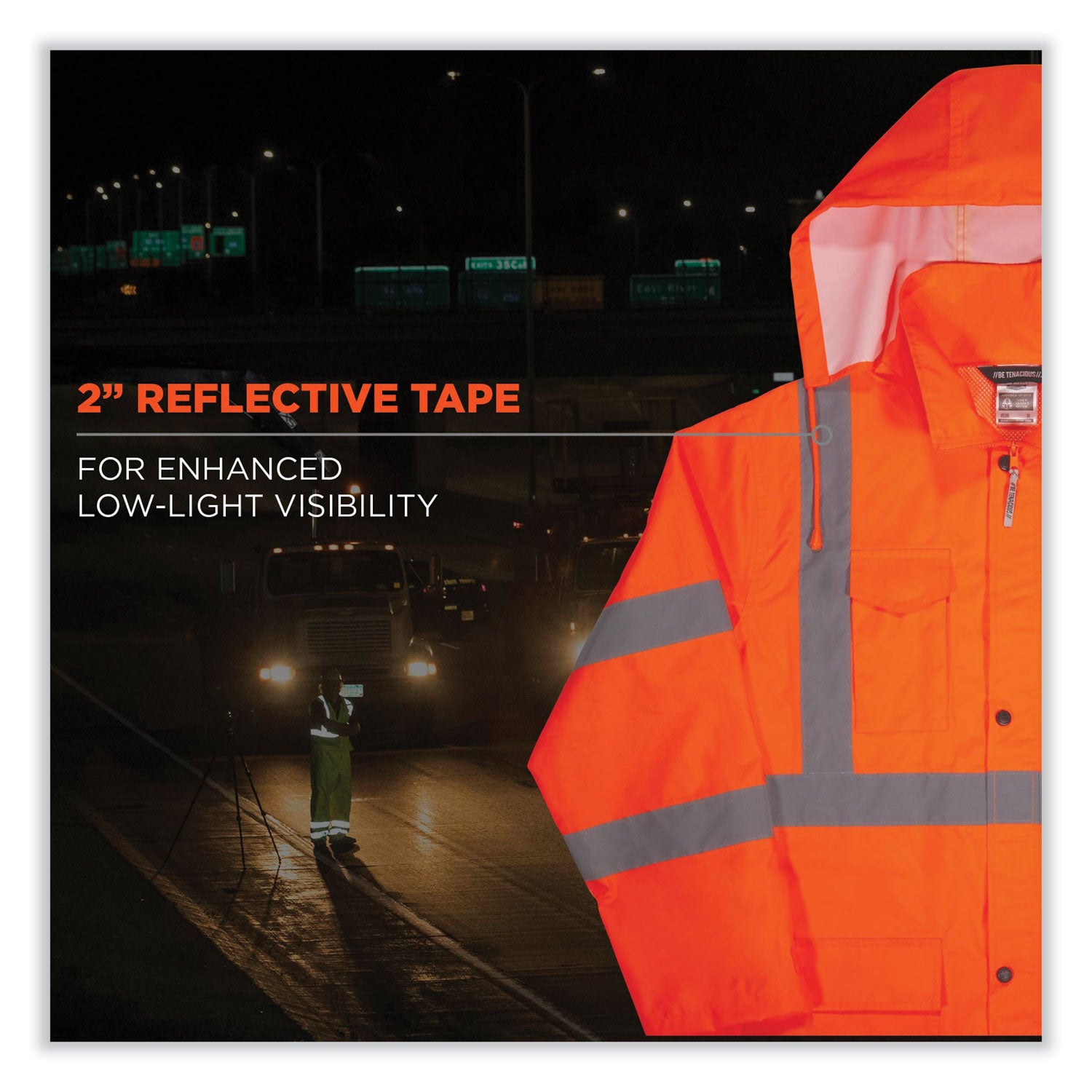 ergodyne GloWear 8366 Class 3 Lightweight Hi-Vis Rain Jacket, Polyester, Small, Orange (24362)