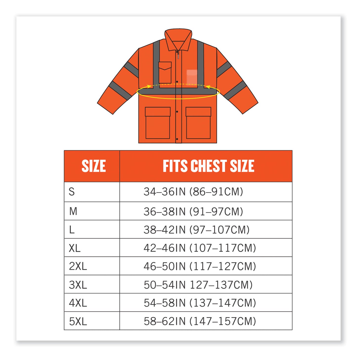 ergodyne GloWear 8366 Class 3 Lightweight Hi-Vis Rain Jacket, Polyester, Small, Orange (24362)